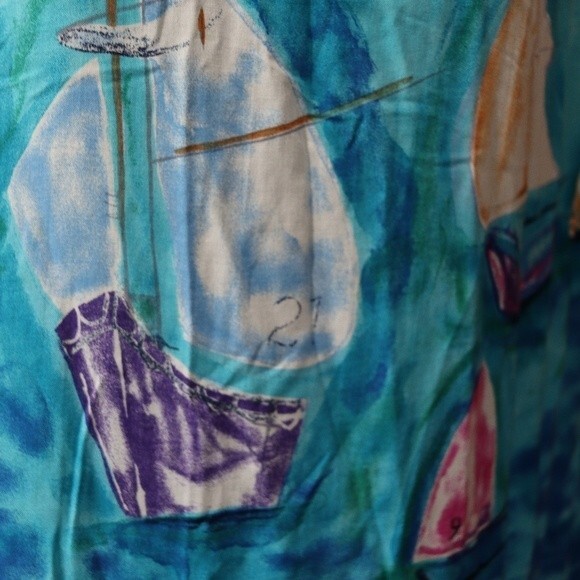 C.M. Shapes Vintage 90s Sailboat Art To Wear Maxi Dress USA Large - Picture 11 of 16